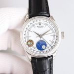 R Factory ROLEX Cellini Replica with Leather Strap Cal.3195 Movement 39*13.2MM 120g Top Level White Watch
